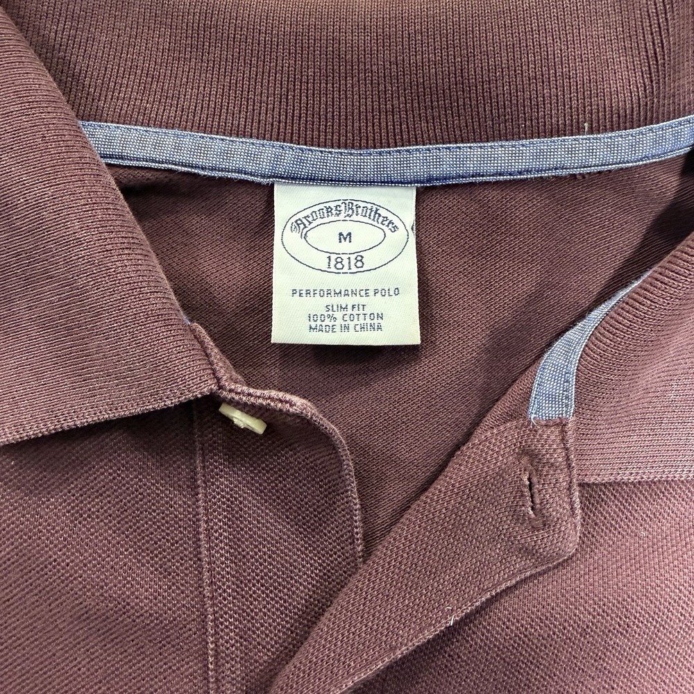 Brooks Brothers 1818 Performance Polo Mens Medium Slim Fit Long Sleeve Burgundy - Picture 3 of 6